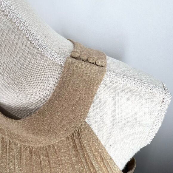 NWT Free People Pleated Love Mini Dress Gold Brown Shimmer Medium - Picture 4 of 10